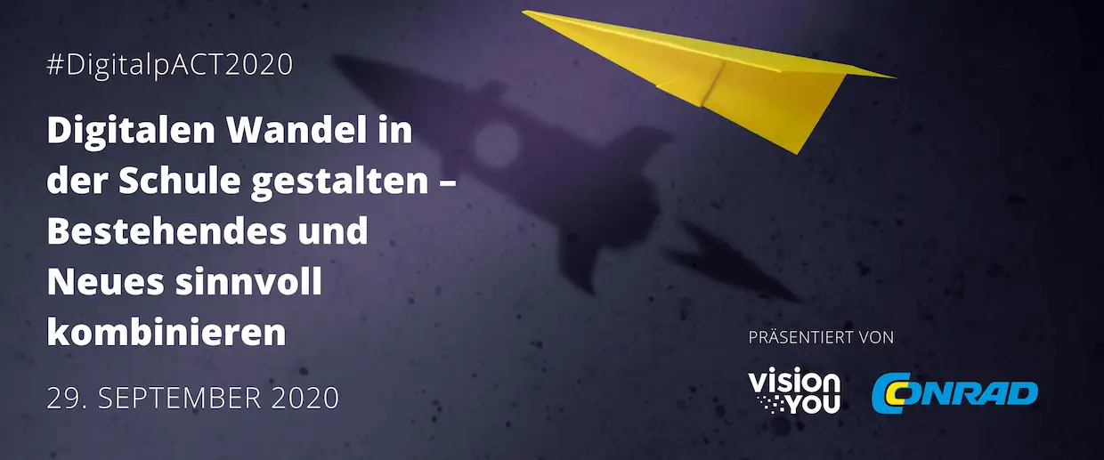 Veranstaltungsgrafik „Digitalen Wandel in der Schule gestalten – Bestehendes und Neues sinnvoll kombinieren“ vom 29. September 2020.