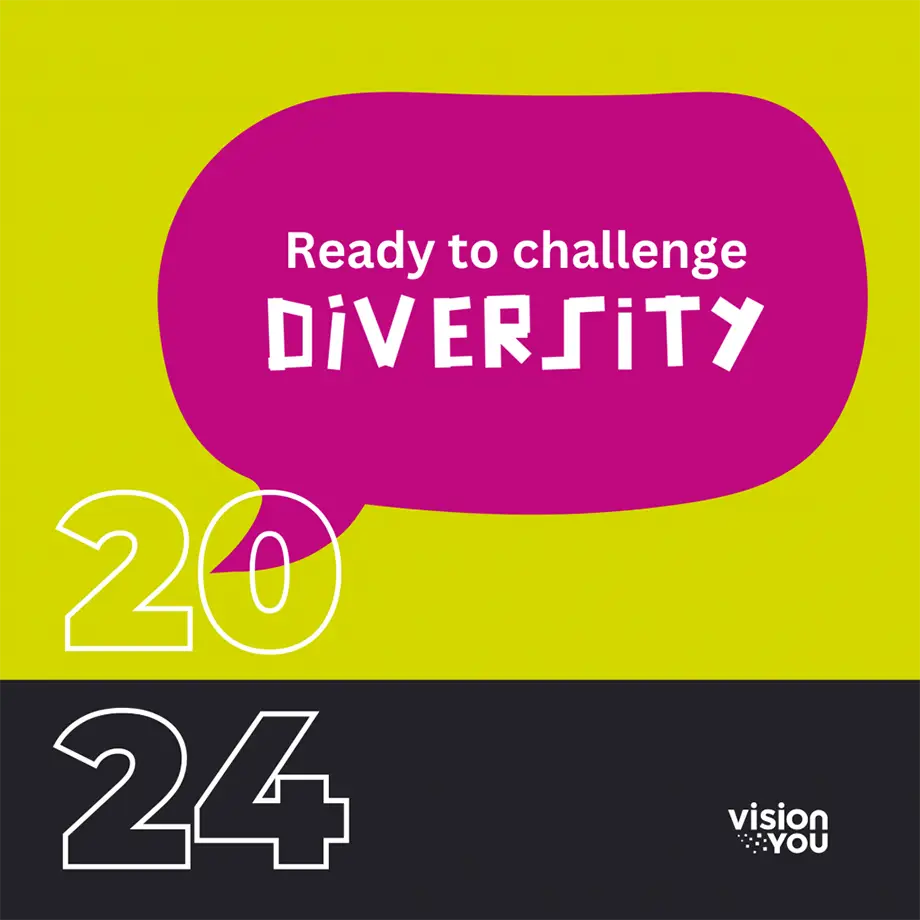 Grafik „Ready to challenge Diversity“ zu einem Diversity-Lernangebot von visionYOU.