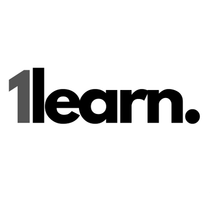 1learn-Logo in Grau und Schwarz auf Weiß