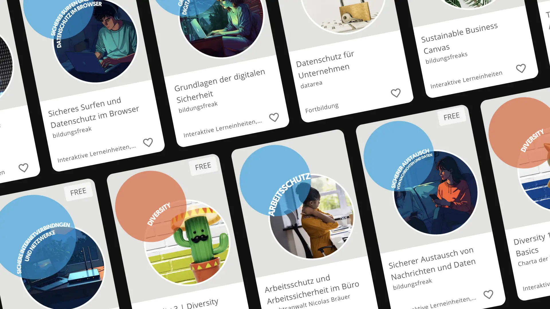Kurskacheln E-Learning für Unternehmen