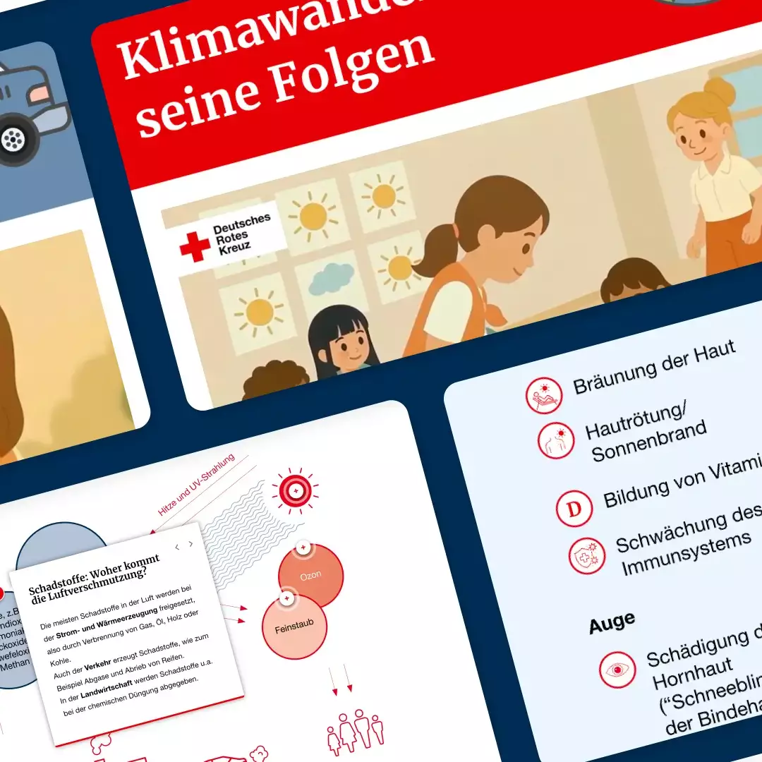 Screenshots E-Learning Klimawandel und Kindergesundheit