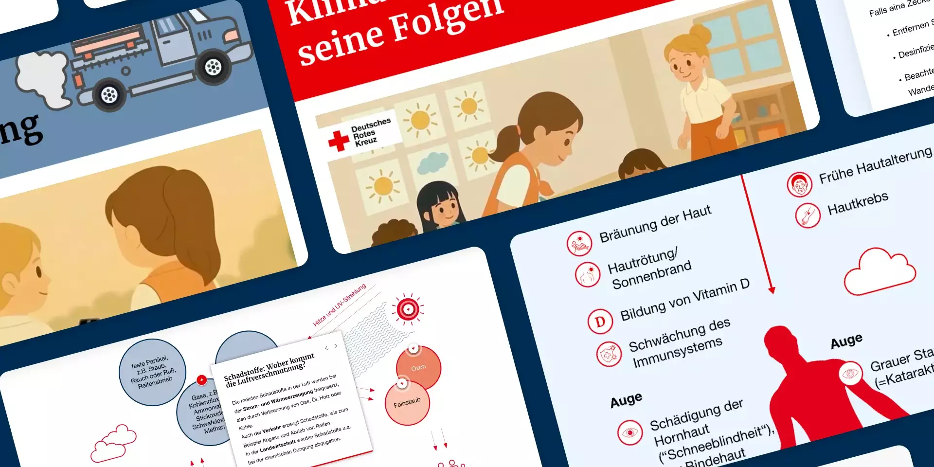 Screenshots E-Learning Klimawandel und Kindergesundheit