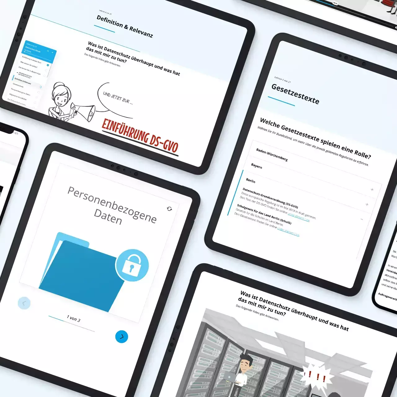 Mockups E-Learning Datenschutz