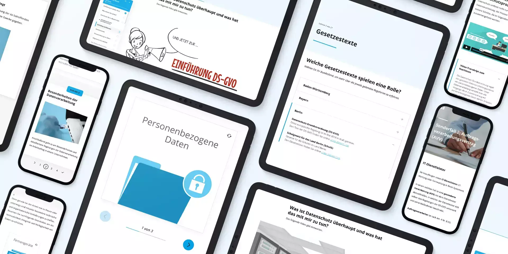 Mockups E-Learning Datenschutz