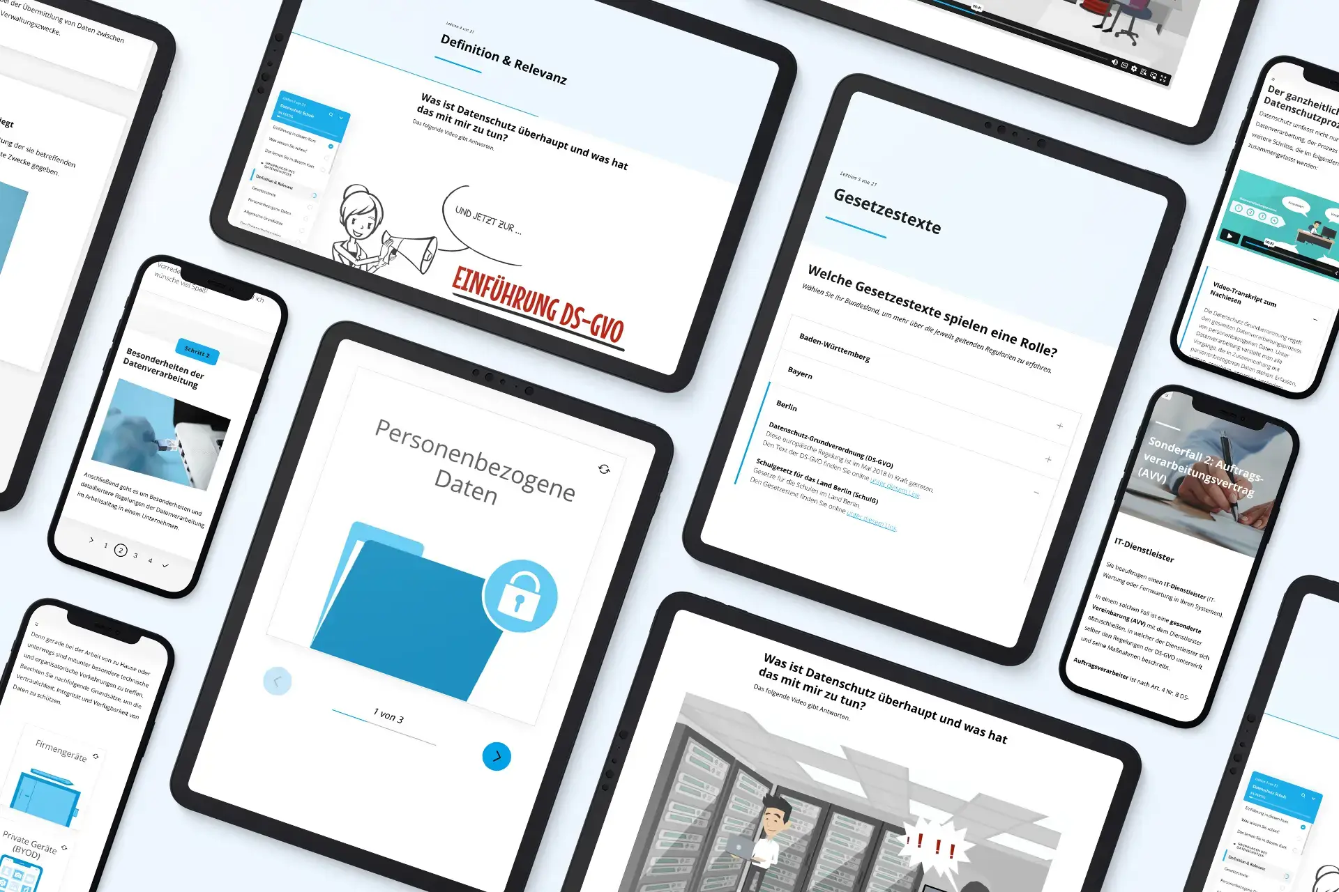 Mockups E-Learning Datenschutz