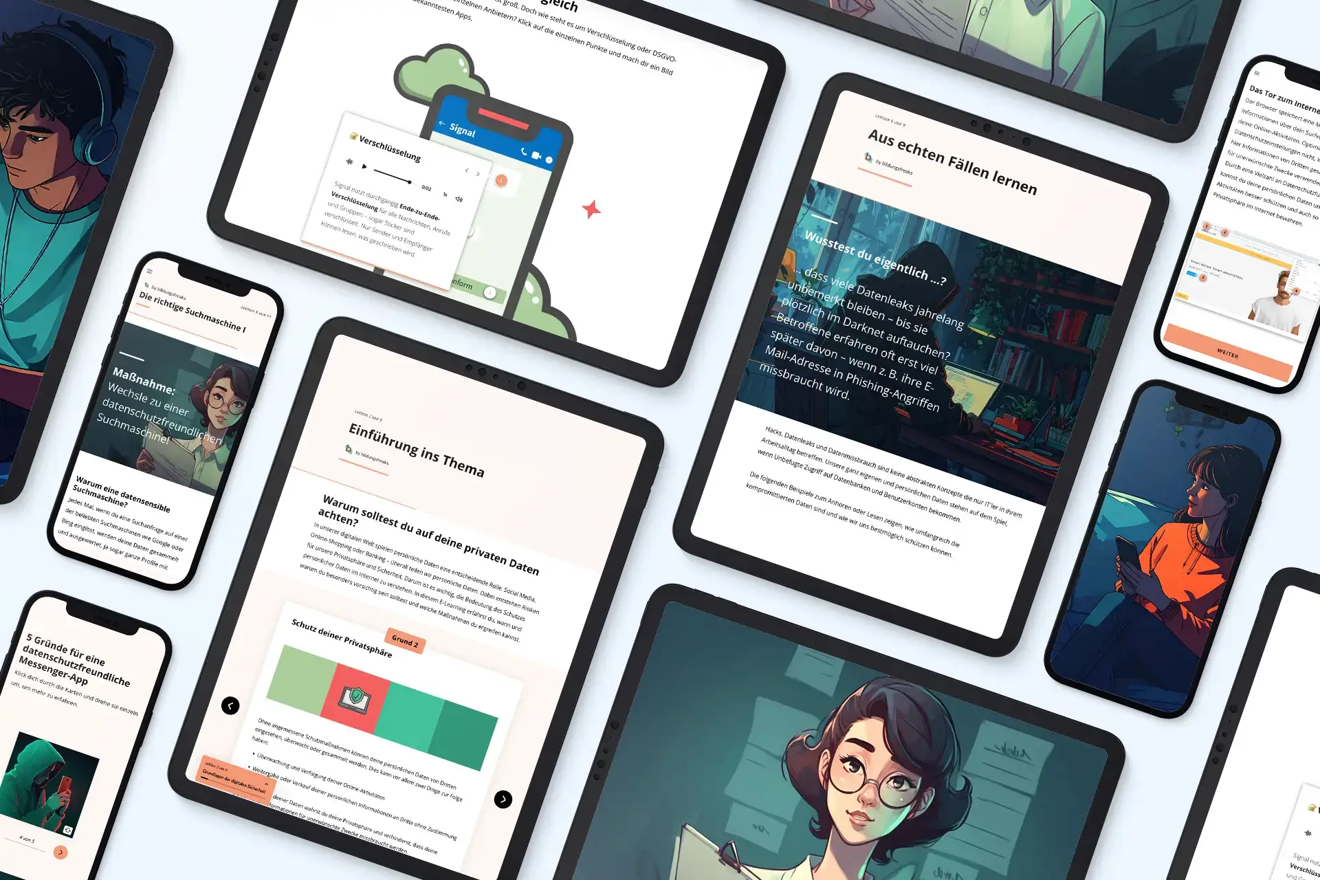 Mockups E-Learnig Sicher(er) im Netz