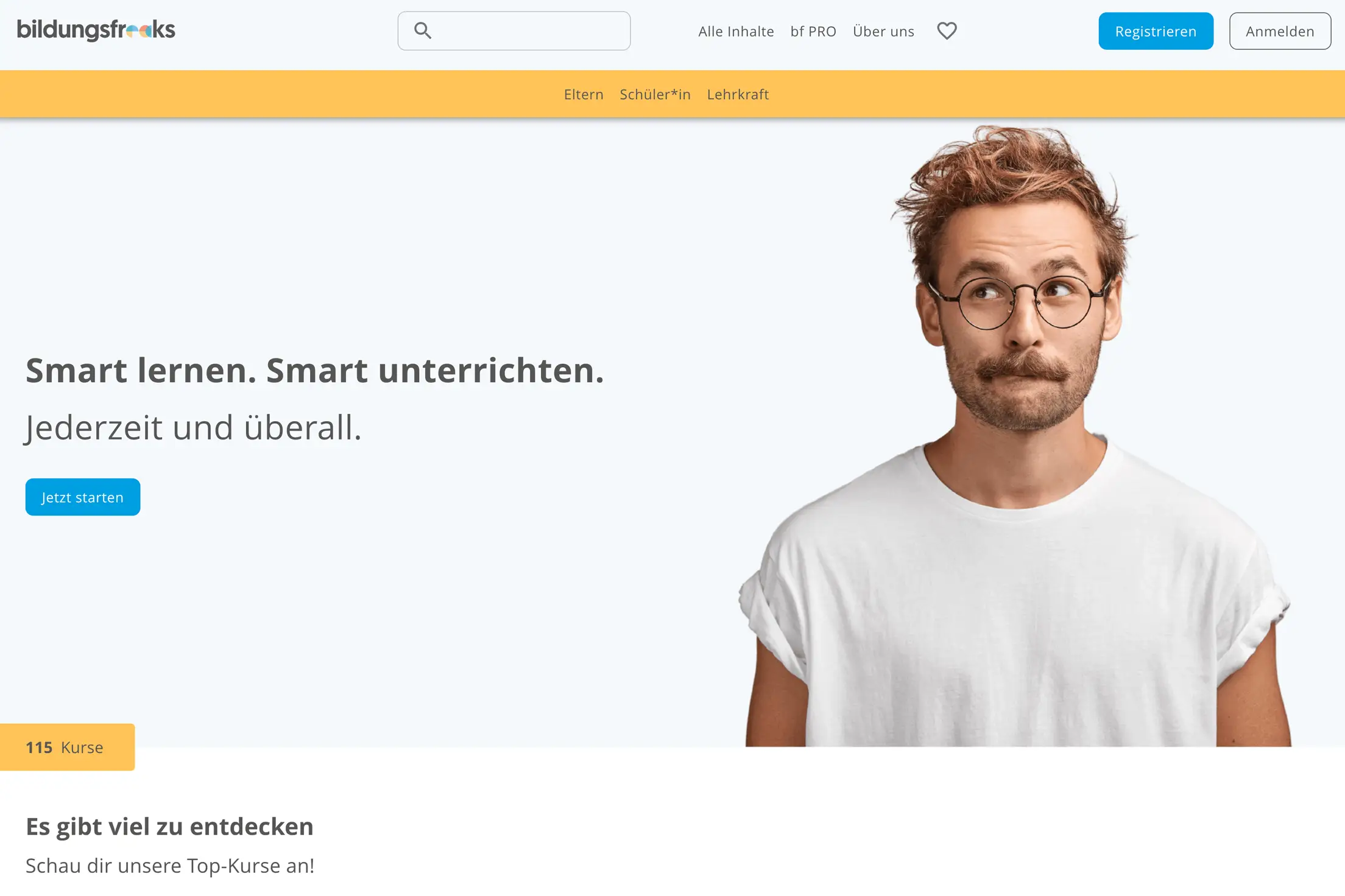 bildungsfreaks Bildungsplattform Screenshot Startseite