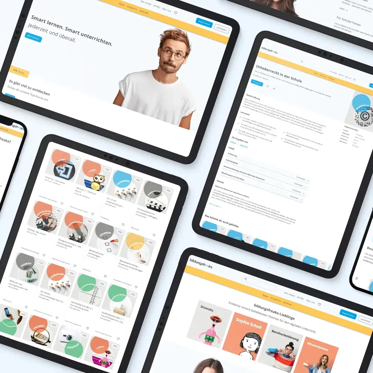 bildungsfreaks Lernplattform Mockups