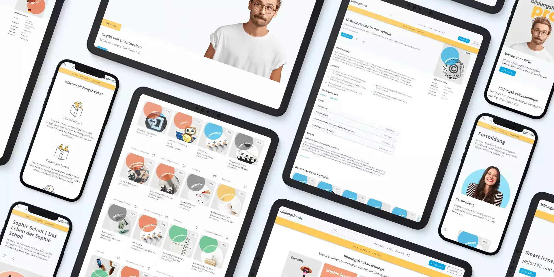 bildungsfreaks Lernplattform Mockups