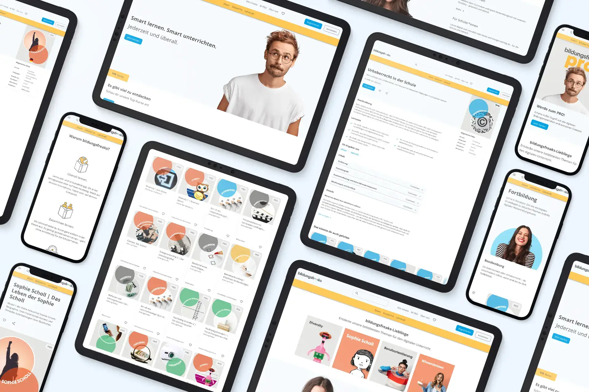 bildungsfreaks Lernplattform Mockups