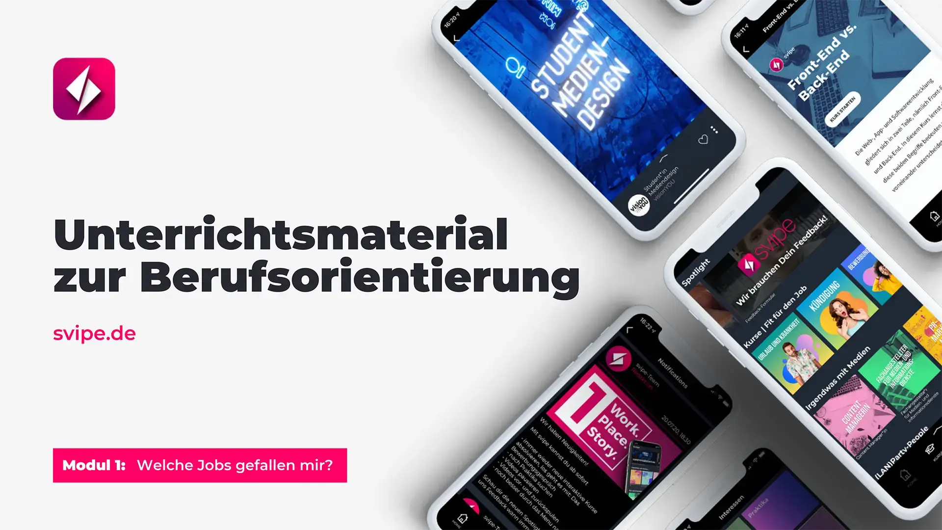 Mobile Ansicht digitale Berufsorientierung mit der svipe app